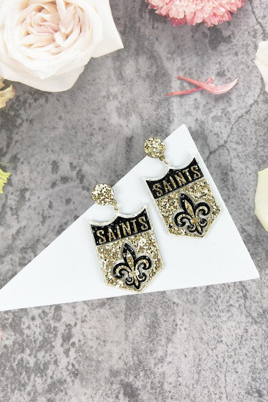 Saints Shield Earrings