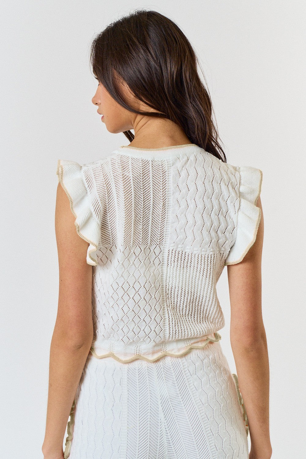 Ribbed crochet top- white