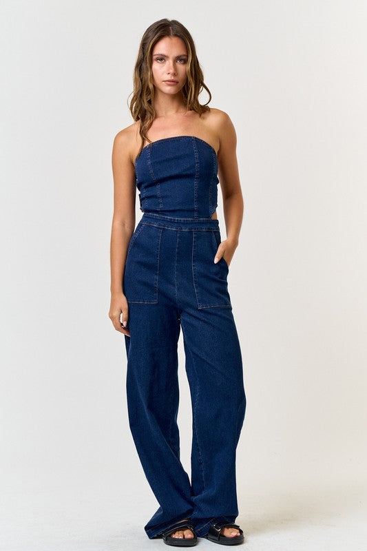 Denim Tube Jumpsuit