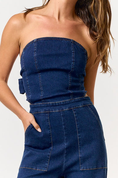 Denim Tube Jumpsuit