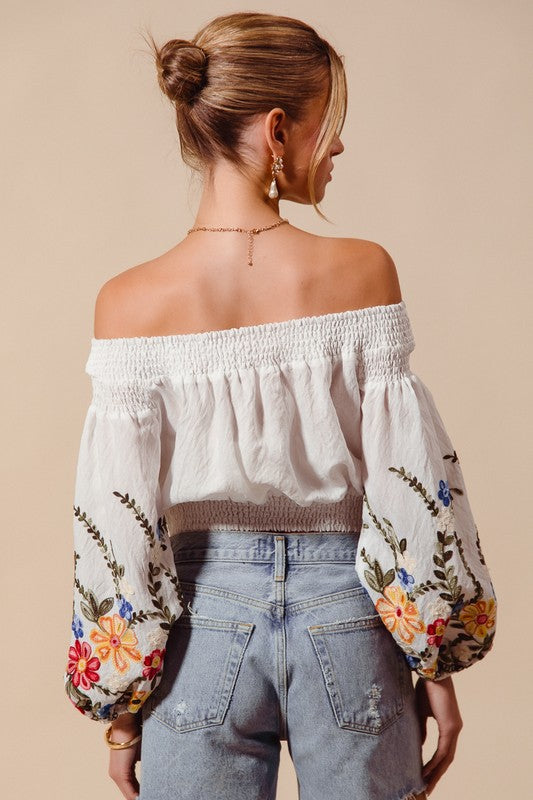 Floral Off the Shoulder Crop