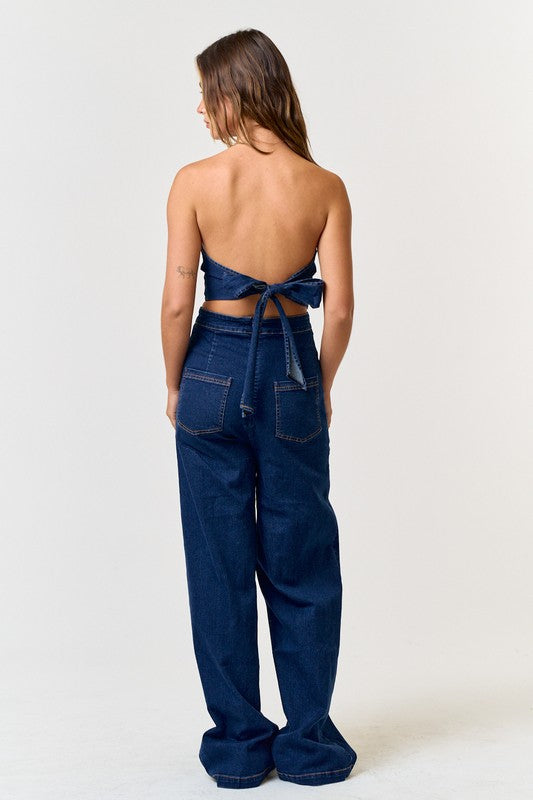 Denim Tube Jumpsuit