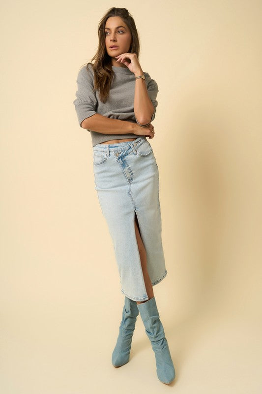 Crossover Midi Jean Skirt