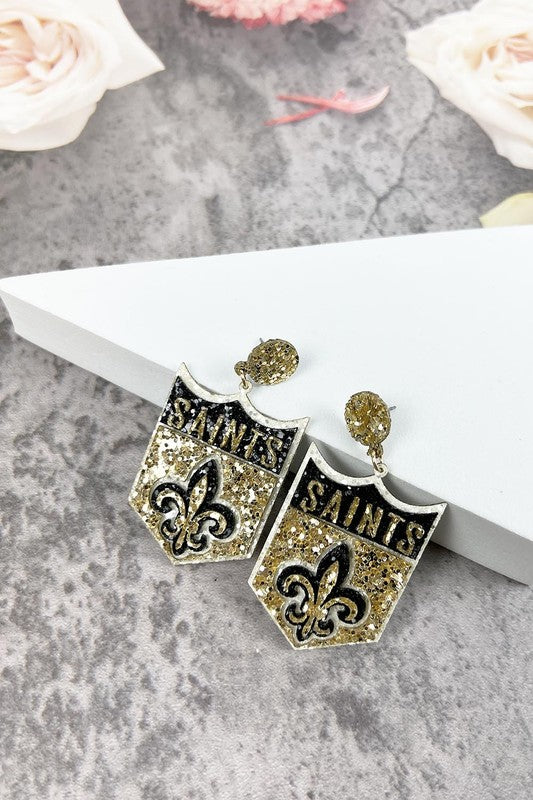Saints Shield Earrings