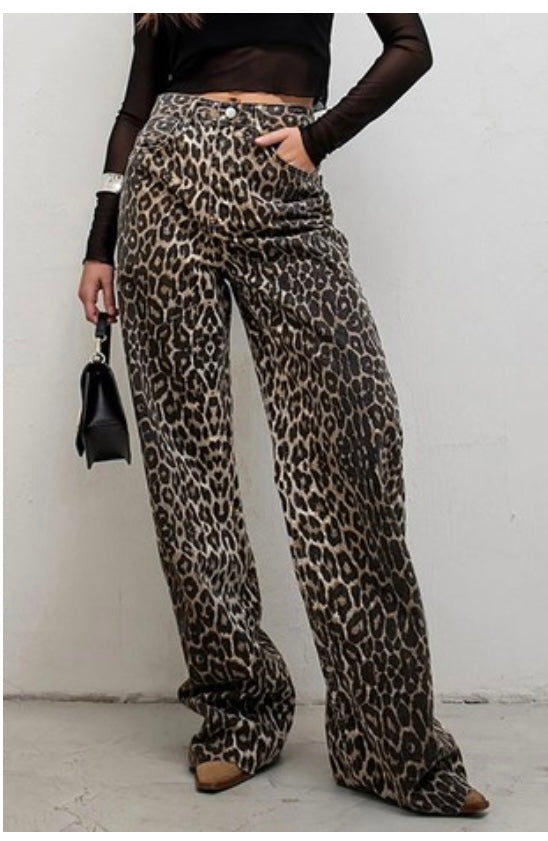 Leopard Wide Leg Pants
