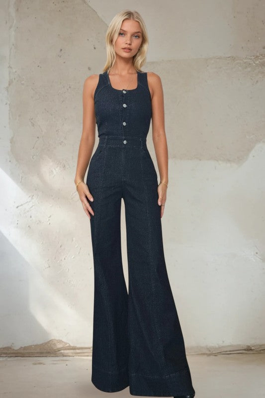 Denim Wide Leg Jumpsuit