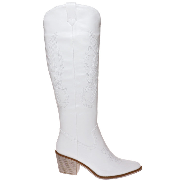 High Top White Western Boot